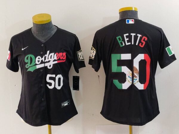 Women's Los Angeles Dodgers #50 Mookie Betts Black Mexico Stitched Jersey(Run Small)