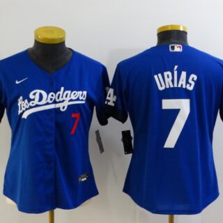 Women's Los Angeles Dodgers #7 Julio Urias Blue 2021 City Connect Number Cool Base Stitched Jersey