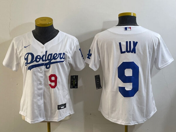 Women's Los Angeles Dodgers #9 lux White Cool Base Stitched Baseball Jerseys