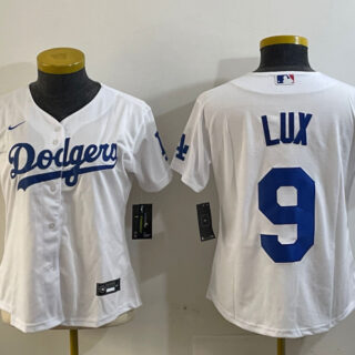 Women's Los Angeles Dodgers #9 lux White Cool Base Stitched Baseball Jersey