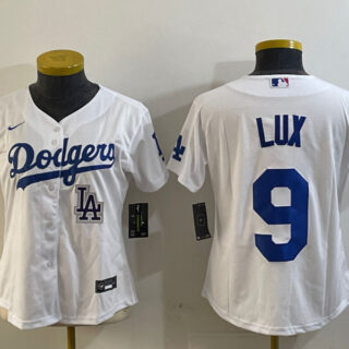Women's Los Angeles Dodgers #9 lux White Cool Base Stitched Baseball Jerseys