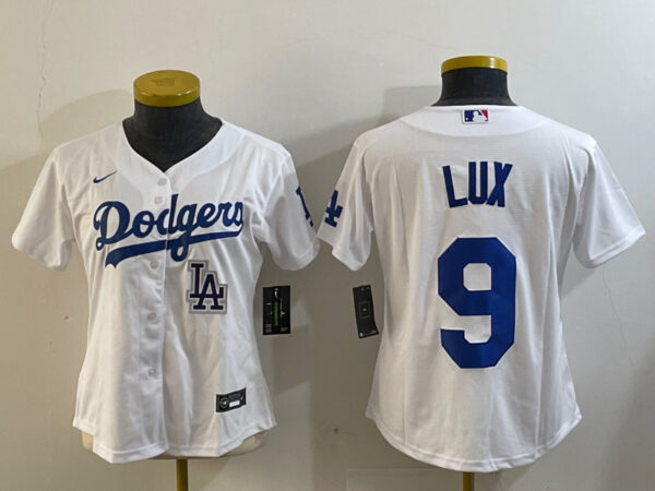 Women's Los Angeles Dodgers #9 lux White Cool Base Stitched Baseball Jerseys