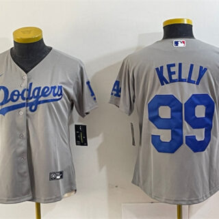 Women's Los Angeles Dodgers #99 Joe Kelly Grey Stitched Jersey(Run Small) 1