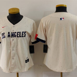 Women's Los Angeles Dodgers Blank Cream 2024 City Connect Limited Stitched Jersey(Run Small)
