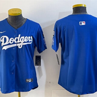 Women's Los Angeles Dodgers Blank Royal 2024 World Series Champions With Fernando Memorial Patch Alternate Limited Stitched Baseball Jersey(Run Small)