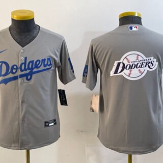 Women's Los Angeles Dodgers Grey Team Big Logo Stitched Jersey(Run Small)s