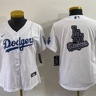 Women's Los Angeles Dodgers White Team Big Logo Stitched Jersey(Run Small)