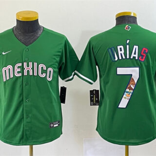 Women's Mexico Baseball #7 Julio Urías 2023 Green World Baseball Classic Stitched Jersey(Run Small)