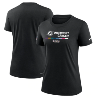 Women's Miami Dolphins 2022 Black Crucial Catch Performance T-Shirt(Run Small)
