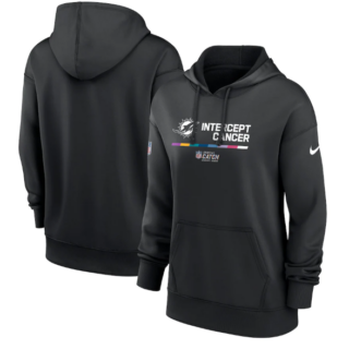 Women's Miami Dolphins 2022 Black NFL Crucial Catch Therma Performance Pullover Hoodie(Run Small)