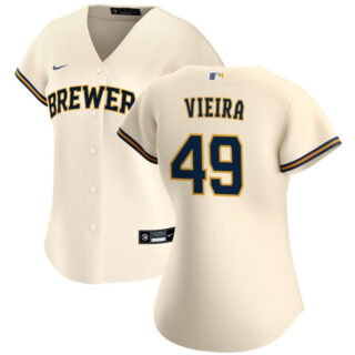 Women's Milwaukee Brewers #49 Thyago Vieira Cream Cool Base Stitched Jersey(Run Small)