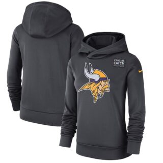 Women's Minnesota Vikings Nike Anthracite Crucial Catch Performance Pullover Hoodie