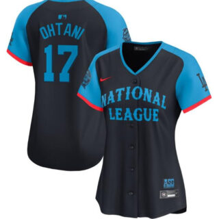 Women's National League #17 Shohei Ohtani Navy 2024 All-Star Limited Stitched Baseball Jersey(Run Small)