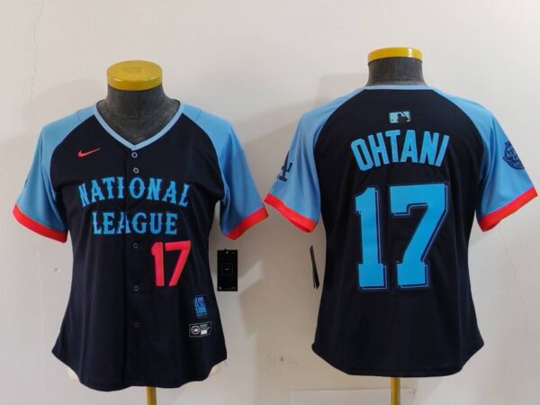 Women's National League #17 Shohei Ohtani Navy 2024 All-Star Limited Stitched Baseball Jersey(Run Small)