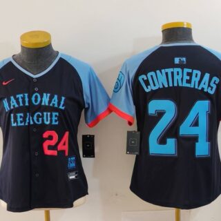 Women's National League #24 William Contreras Navy 2024 All-Star Limited Stitched Baseball Jersey(Run Small)