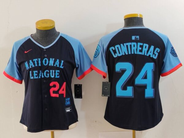 Women's National League #24 William Contreras Navy 2024 All-Star Limited Stitched Baseball Jersey(Run Small)