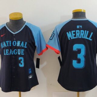 Women's National League #3 Jackson Merrill Navy 2024 All-Star Limited Stitched Baseball Jersey(Run Small)