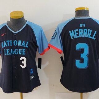 Women's National League #3 Jackson Merrill Navy 2024 All-Star Limited Stitched Baseball Jersey(Run Small)
