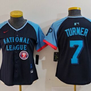 Women's National League #7 Trea Turner Navy 2024 All-Star Limited Stitched Baseball Jersey(Run Small)