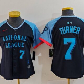 Women's National League #7 Trea Turner Navy 2024 All-Star Limited Stitched Baseball Jersey(Run Small)