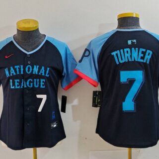 Women's National League #7 Trea Turner Navy 2024 All-Star Limited Stitched Baseball Jersey(Run Small)