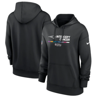 Women's New England Patriots 2022 Black NFL Crucial Catch Therma Performance Pullover Hoodie(Run Small)
