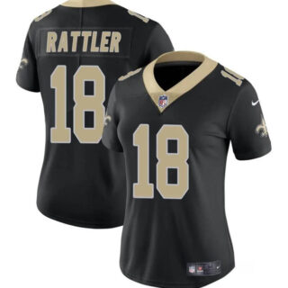 Women's New Orleans Saints #18 Spencer Rattler Black Vapor Stitched Game Jersey(Run Small)