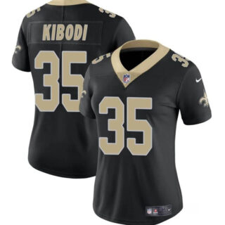Women's New Orleans Saints #35 Jacob Kibodi Black Vapor Stitched Game Jersey(Run Small)