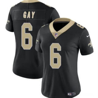 Women's New Orleans Saints #6 Willie Gay Black Vapor Stitched Game Jersey(Run Small)