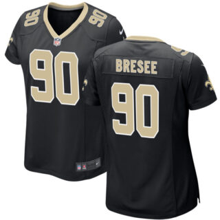 Women's New Orleans Saints #90 Bryan Bresee Black 2023 Draft Stitched Game Jersey(Run Small)