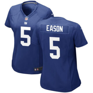 Women's New York Giants #5 Jacob Eason Blue Stitched Jersey(Run Small)