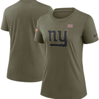 Women's New York Giants Olive 2021 Salute To Service T-Shirt (Run Small)