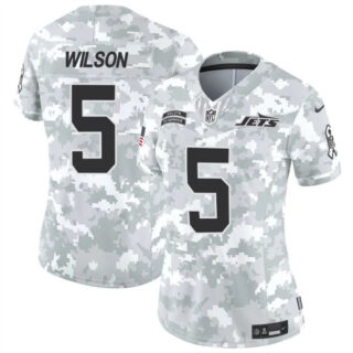Women's New York Jets #5 Garrett Wilson 2024 F.U.S.E Arctic Camo Salute To Service Limited Stitched Jersey(Run Small)