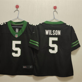 Women's New York Jets #5 Garrett Wilson Black Vapor Stitched Jersey(Run Small)