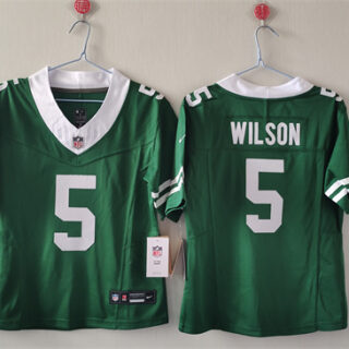 Women's New York Jets #5 Garrett Wilson Green 2024 F.U.S.E Vapor Stitched Football Jersey(Run Small)