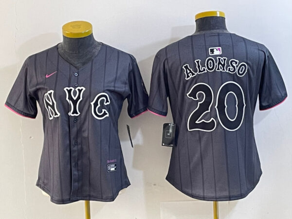 Women's New York Mets #20 Pete Alonso Graphite 2024 City Connect Limited Stitched Baseball Jersey(Run Small)