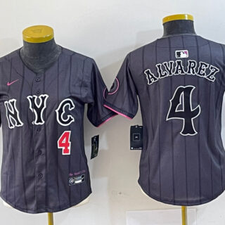 Women's New York Mets #4 Francisco Alvarez Graphite 2024 City Connect Limited Stitched Baseball Jersey