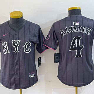 Women's New York Mets #4 Francisco Alvarez Graphite 2024 City Connect Limited Stitched Baseball Jersey