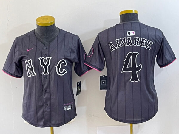 Women's New York Mets #4 Francisco Alvarez Graphite 2024 City Connect Limited Stitched Baseball Jersey