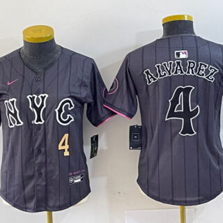Women's New York Mets #4 Francisco Alvarez Graphite 2024 City Connect Limited Stitched Baseball Jersey