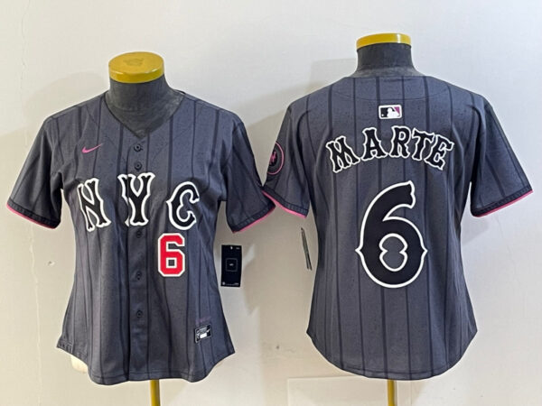 Women's New York Mets Graphite 2024 City Connect Limited Stitched Baseball Jerseys