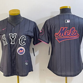 Women's New York Mets Team Big Logo Graphite 2024 City Connect Limited Stitched Baseball Jersey
