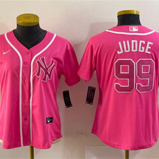 Women's New York Yankees #99 Aaron Judge Pink Stitched Jersey(Run Small)