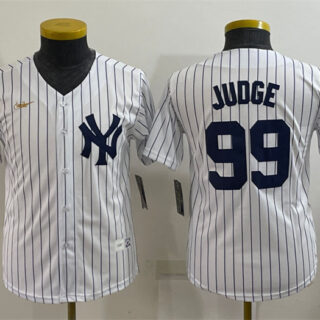 Women's New York Yankees #99 Aaron Judge White Stitched Baseball Jersey(Run Small)