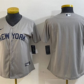 Women's New York Yankees Blank Grey Cool Base Stitched Jersey(Run Small)
