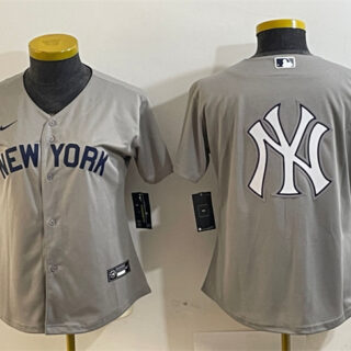 Women's New York Yankees Gray Team Big Logo Cool Base Stitched Jersey(Run Small)
