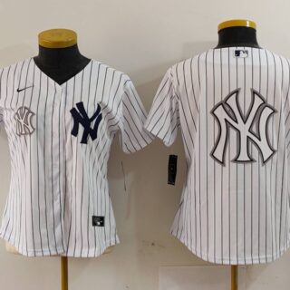 Women's New York Yankees White Team Big Logo Cool Base Stitched Jersey(Run Small)