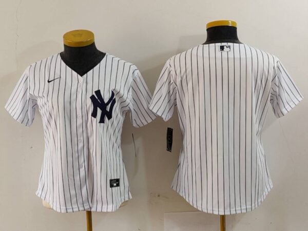 Women's New York Yankees White Team Big Logo Cool Base Stitched Jersey(Run Small)