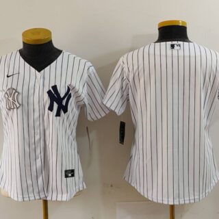 Women's New York Yankees White Team Big Logo Cool Base Stitched Jersey(Run Small)
