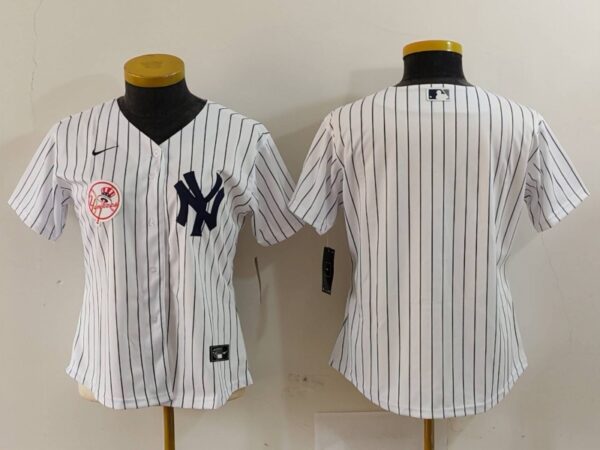 Women's New York Yankees White Team Big Logo Cool Base Stitched Jersey(Run Small)